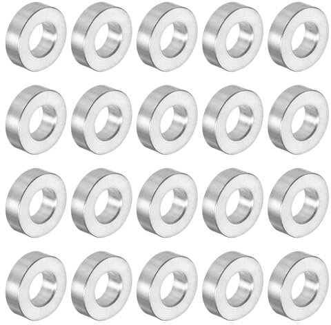 sourcing map 20 Piezas Espaciador de Aluminio 5mm de Diámetro Interior 10mm de Diámetro Exterior 3mm de Longitud Separador Redondo Con Acabado Liso para Tornillos Pernos y Barras M5