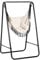 Outsunny Patio Hammock Chair with Stand, Outdoor Hammock Swing Hanging Rope Chair with Cushion, Armrest, Hooks, Cream White