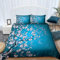 Srigzcaly Parure de Lit Fleurs de Cerisier du Japon Housse de Couette réversible 240x220cm, Bleu Turquoise avec Imprimé Floral Microfibre Parure de Couette 2 Personnes pour Enfant Ado et Adulte