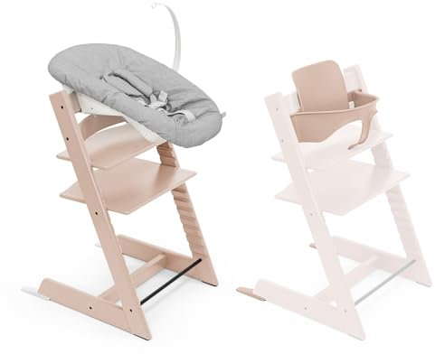 Stokke Tripp Trapp Hochstuhl, Serene Pink (inklusive Stuhl & Baby Set2) mit Newborn Set - Sicheres, verstellbares, ergonomisches Design