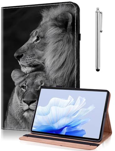 TUOLISG Funda de piel sintética para Samsung Galaxy Tab A7 de 10,4 pulgadas (SM-T500/T505/T509), funda ligera con función atril y lápiz capacitivo-León