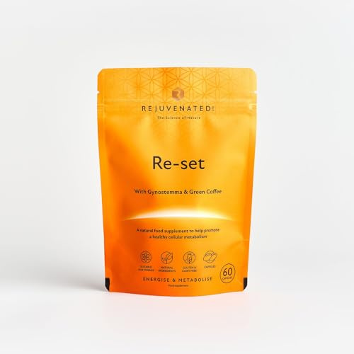 Rejuvenated Re-Set - Cellular Metabolism Support & Blood Sugar Balance Capsules - Natural Food Supplement with Gynostemma, Chlorogenic Acid & Green Coffee (60 Capsules)