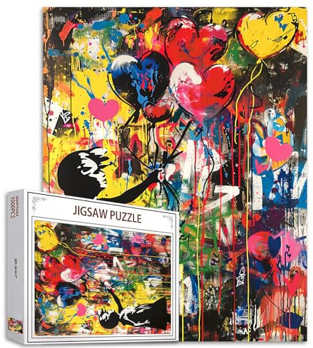 Tucocoo Banksy Balloon Girl Jigsaw Puzzles for Adults 1000 Pieces, Graffiti Street Art Jigsaw Puzzle 20 x 27 Inch Colorful DIY Puzzles for Home Decoration Gifts, Family Puzzle Perfect for Game Nights