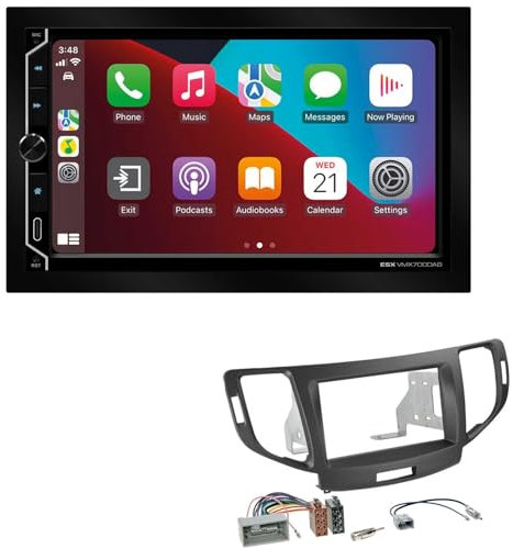 ESX VMX700DAB 2-DIN Autoradio kompatibel mit Wireless Apple CarPlay Android Auto Bluetooth DAB+ passend für Honda Accord VIII Facelift ab 2011 anthrazit