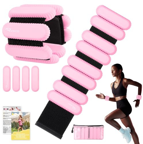 RYACO Handgelenkgewichte Knöchelgewichte, 2er Set (2x0,5KG, je 0,5KG), Verstellbare Gewichtsmanschetten Gewichte, für Handgelenk, Beine und Arme, für Übung Gehen Joggen Yoga Pilates Aerobic, Rosa