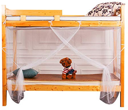 Pleayietoopiatiey Literas para niños, cenefa para dormitorio estudiantil, mosquitera de cuatro esquinas, toldo repelente de insectos, cortina de cama, color blanco