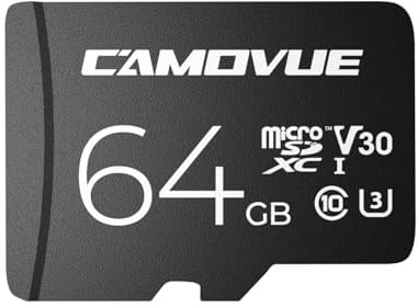 CAMOVUE Carte microSD de 64 Go, transmission 4K Ultra HD, vitesse de lecture maximale de 100 Mo/s