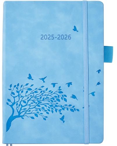 Kalender 2025 2026 A5 1 Tag 1 Seite, Planer 2025 2026 mit Monatsübersicht, Stifthalter & Tasche, Schülerkalender 2025/26, Kalender 25/26 Tagesplaner Terminplaner, Leder Buchkalender, Aug.25-Jul.26