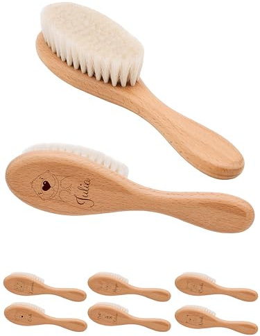 wunderwunsch® - Babyhaarbürste, Haarbürste Baby, Baby Kamm, Haarbürste personalisiert, Kinder Haarbürste, Babygeschenk Mädchen, Bürste Tiermotiv (Otter)