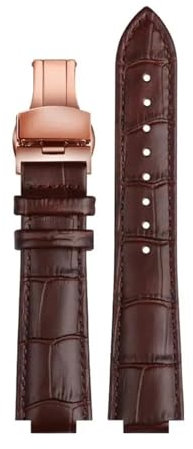 HTHRRFE For LV-Uhr Raised Mouth Kompatibel mit Louis Vuitton Tambour Q1121 Q114k Dedicated Watchband Rindsleder-Uhrenarmband Männer Frauen mit Werkzeugen(B Brown rosegold,18x10mm)