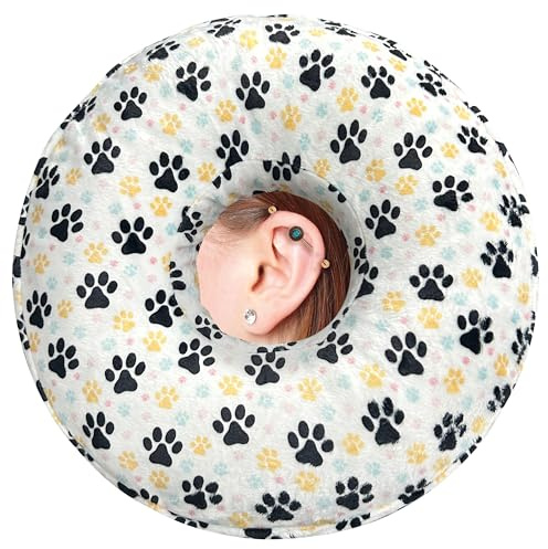 BVOKQUC Ohr-Piercing-Kissen für Seitenschläfer mit waschbarem Bezug, Kissen mit Löchern für Ohrenschmerzen, Donut-Kissen für Erwachsene, CNH-Ohrenschmerzlinderung, Druckwunden, Ohrkissen mit Loch in