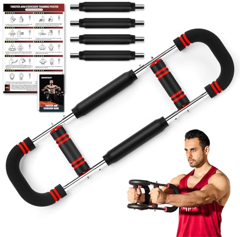 Twister Arm Trainer, 30-120lbs Adjustable Chest Exerciser, Arm Trainer with Training Poster for Men, Detachable Chest Workout Home Fitness Equipment for Enhancing Upper Body Muscle