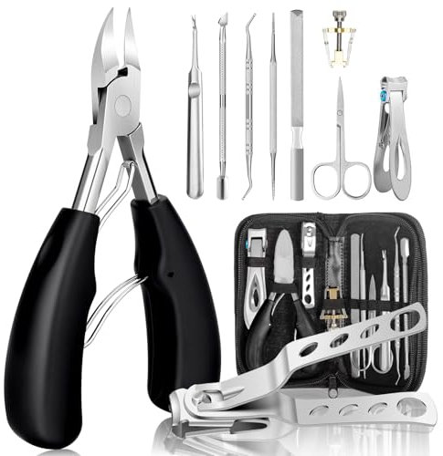 CIRULLI Coupe Ongle 10 Pièces, Ensemble Professionnel en Acier Inoxydable pour Manucure et Pédicure,coupe ongle pour les Ongles Épais et Incarnés,coupe ongle pied Noirs Adaptés aux Personnes âgées