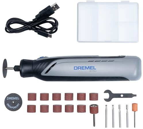 Dremel 8150 Kit utensile rotativo brushless a batteria ricaricabile tramite USB-C da 7,2 V 2Ah, 20 accessori, velocità variabile da 5.000 a 30.000 giri/min, taglio, levigatura, intaglio, smerigliatura