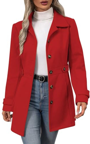 Manteau Femme en Laine Hiver Chaud Chic Mi-Long Trench Veste d'hiver pour Femmes élégante à Revers Manteau en Laine Longueur Moyenne Veste Mi-Saison Femmes Automne Blouson Vetement Coupe-Vent