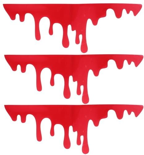 MOLUCKFU Set da 3 Adesivi per Auto Sangue Rosso 20X7 CM Decorazioni Tridimensionali per Finestrini Fari e Fanali Posteriori Adesivi PVC Resistenti per Esterni Decorazione Creativa di