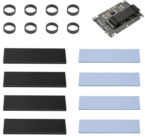 OTraki 4 Stück M2 SSD Kühlkörper Aluminium Cooler mit Wärmeleitpad Set Halbleitergeräte Kühler Ultra Dünn Heatsink für 2280 M.2 SSD PCIe NVMe CPU Kühlung PC PS5 PS5 Slim Installation