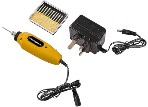 Engraving Kit with Mini Electric Engraver Tool and 10 Bits | Glass Ceramic Metal Security Etching