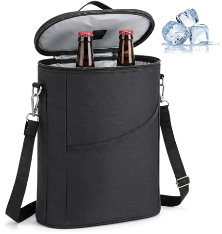Sac Isotherme Porte Bouteille à Vin Isolé pour 2 Bouteille, Isotherme pour Le Vin, Porte-Bouteilles, Sac à Vin pour 2 Bouteilles pour Cadeaux,Voyage et Dégustation