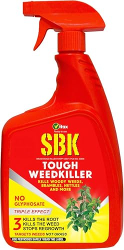 ASA® SBK Brushwood Killer No Glyphosate Tough Weedkillers Suitable for Brambles Nettles Dock Woody Weeds & Tree Stumps Ready to Use Targets Weeds Not Grass (1L RTU)