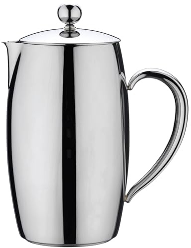 Café Stal Bellux Thermal Wall Cafetiere 6 Cups / 700ml – 18/10 Stainless Steel Insulated French Press Coffee Maker – Mirror Polished Finish, Cool Touch Handles, Drip-Free Spout