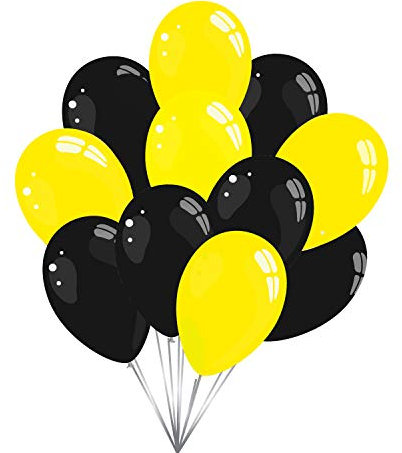 Premium Luftballons in Gelb Schwarz - Made in DE - 100% Naturlatex & 100% biologisch abbaubar - 50 Stück - Geburtstag Party Karneval - für Helium geeignet - twist4®
