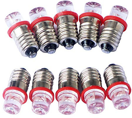 GutReise DC 10pcs E10 3V Rot flutlicht led birne flut lampen + 10pcs E10 basis (3v, rot)