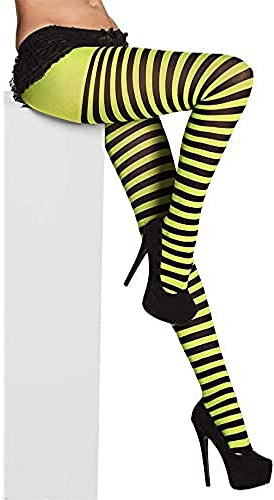 Strumpfhose STRIPED TIGHTS 50 DEN one size Schwarz - Neon Grün
