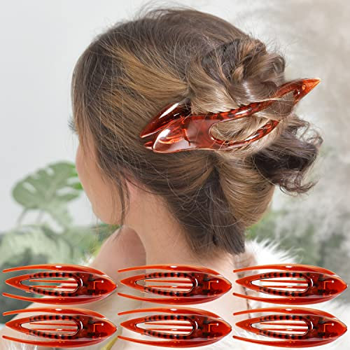 RC ROCHE 6 Stück Haarspange Haarklammer Französisch Geschwungen für Damen Mädchen Fester Halt Ohne Rutschen Hochwertig Haare Hochstecken, Groß Braun