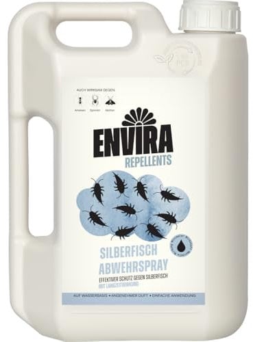 Envira Silberfisch Abwehrspray 2 Liter - Spray mit Langzeitwirkung gegen Silberfische & Papierfische - Mittel gegen Silberfische in der Wohnung - Effektiv Silberfischchen loswerden (PT19)