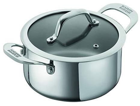 KUHN RIKON Allround, Cacerola para para horno e inducción con tapa de cristal, 18 cm/2,3 litros ,Acero inoxidable