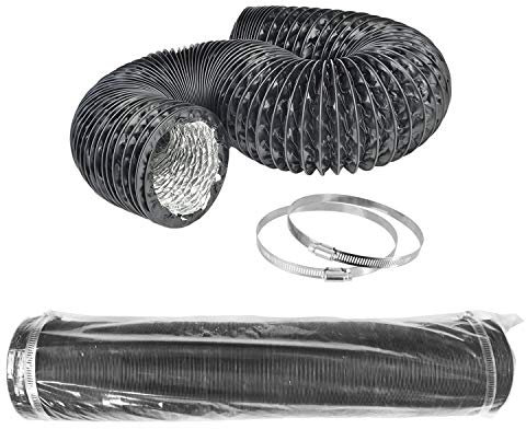 LOOTICH PVC Alu Flexrohr Ø102mm Länge 8m Abluftschlauch Schwarz PVC Flexibel Luftleitungen Rohr Flexschlauch für Badezimmer Küche Hydroponik HVAC Lüftung 2 Stück Schlauchschelle Edelstahl