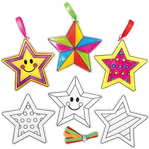 Baker Ross AX414 „Stern“ Sonnenfänger – 10 Stück, für Kinder zum Gestalten, Dekorieren und Ausstellen, kreatives Sommer-Bastelset, ideal für Kinder Kunsthandwerk und Bastelprojekte