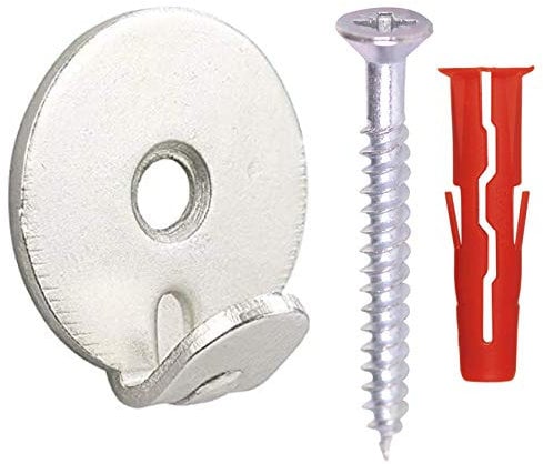 Lot de 3 crochets ronds et fixations pour tableau – Plaqué nickel argenté