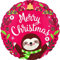 Amscan 4205001 - Standard Folienballon Merry Christmas Faultier, Durchmesser 43 cm, Sloth Christmas, Weihnachtsmann, Heliumballon, Party, Dekoration, Xmas