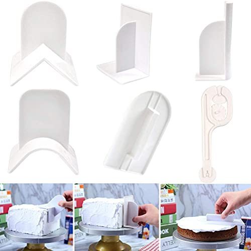 N/A Juego de 6 Herramientas para Alisar Tartas, para Fondant, Cortador, Cortador de Bordes Afilados, Herramienta de decoración para Tartas para Fondant, sugarcraft, Crema de Mantequilla, glaseado