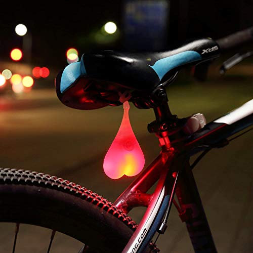 MEETOZ Bike Tail Light Balls,LED Heart Shaped Creative Silicone Light,Bike Waterproof Essential Night Bicycle Seat Back Egg Lamp (Red)