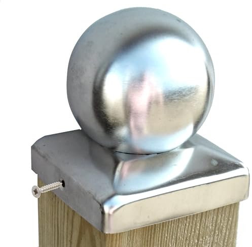 Kugel Edelstahl Pfostenkappe 100x100 mm – Pfostenabdeckung & Zaunkappe für Holzpfosten, Schutzkappe aus rostfreiem Edelstahl für Zaun, Holzbalken und Holzschaukel