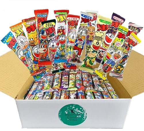 Dagashi Lot de 55 paquets de 11 saveurs de bonbons japonais pour ninja japonais