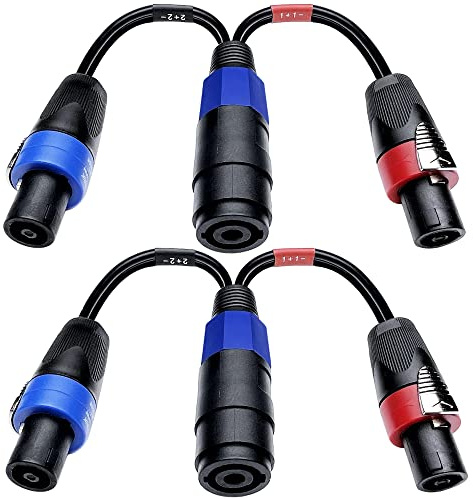 CNCESS Speakon 4-Pole to Dual 2-Pole Splitter Cable, 1 Female to 2 Male | 12AWG silicone wire