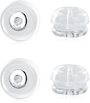 Decentraland 18K White Gold Clear Soft Silicone Earring Backs for Studs Rubber Hypoallergenic Ear Safety for Studs 2 Pairs