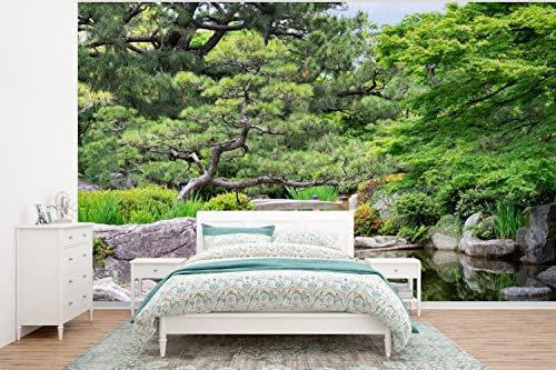 MuchoWow Papier peint Japonais - Nature - Eau - Pierres - Arbres Papier peint photo 320x240 cm Papier peint imprimé