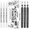 JEFFNIUB Feutre Acrylique Noir et Blanc Pointe Fine, 6 Stylo de Peinture Acrylique Noir et Blanc pour Toile, Galet, Verre, Metal, Pneu, Bois Marqueur Peinture