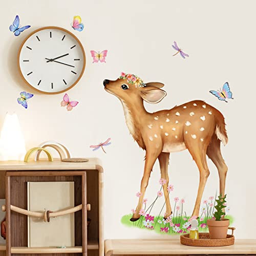 Wandtattoo Sika Hirsch Wandsticker Wanddeko für Wohnzimmer Schlafzimmer Sofa Hintergrund,Wandaufkleber Kinderzimmer Mädchen und Jungs,Wandaufkleber Diy Wandkunst Dekor