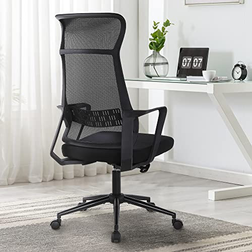 Youhauchair Bürostuhl Ergonomisch, atmungsaktiver Schreibtischstuhl aus Netzstoff, Um 360 Grad drehbarer und höhenverstellbarer Bürostuhl, Drehstuhl mit gepolstertem Sitz, Office Chair, Schwarz