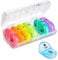 Fullicon Pill Box Organiser 2 Times A Day, Portable 7 Day Pill Boxes, Tablet Organiser with Large Compartments for Medicine, Medication, Vitamin and Fish Oil Supplements (Clear Rainbow)