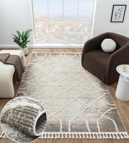 MY-RUG Großformatiger Designer Teppich Meera 1 - 290x200cm rechteckig, weiches Creme für Luxus