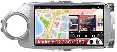 Autoradio Android 12 adatto per Toyota Yaris Grma 2012-2017-[6G + 128G] -integrato/Carplay/Android Auto/DSP - Fotocamera MIC Free- 9 pollici IPS 2 Din -Supporto SWC 4G WiFi BT DAB Fast-boot 360 Camera