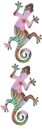 Warmhm 2stücke Wanddekoration Gecko Kreative Metallkunst Für Innen Und Außenbereich Stilvolle Wandverzierung Modernes Design Für Wohnzimmer Und Garten Langlebige Eisenverarbeitung