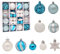 Fouriding 42 Stücke Weihnachtskugeln Kunststoff Christbaumkugeln Hängende Dekoration für Weihnachtsbaumschmuck Dekoration (Buntes Blauweiß)